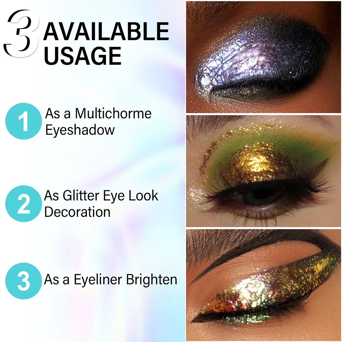 Multichrome Glitter Professional Gel Eyeshadow Long-Lasting Vegan Highly Pigment Chameleon Eye Shadow Make up Cosmetics