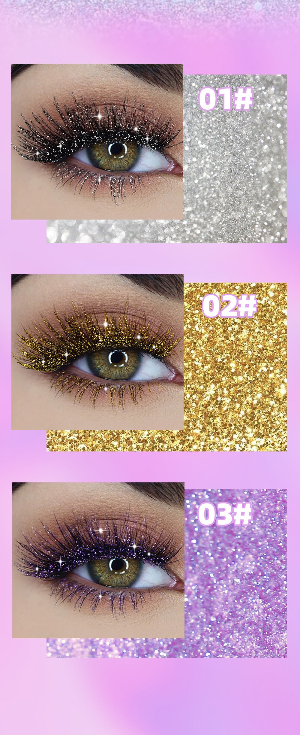 Waterproof Diamond Shine Volume Curl Mascara - Glitter Snow Effect, Smudge-Proof Eye Makeup for All Skin Types Women'S Cosmetics