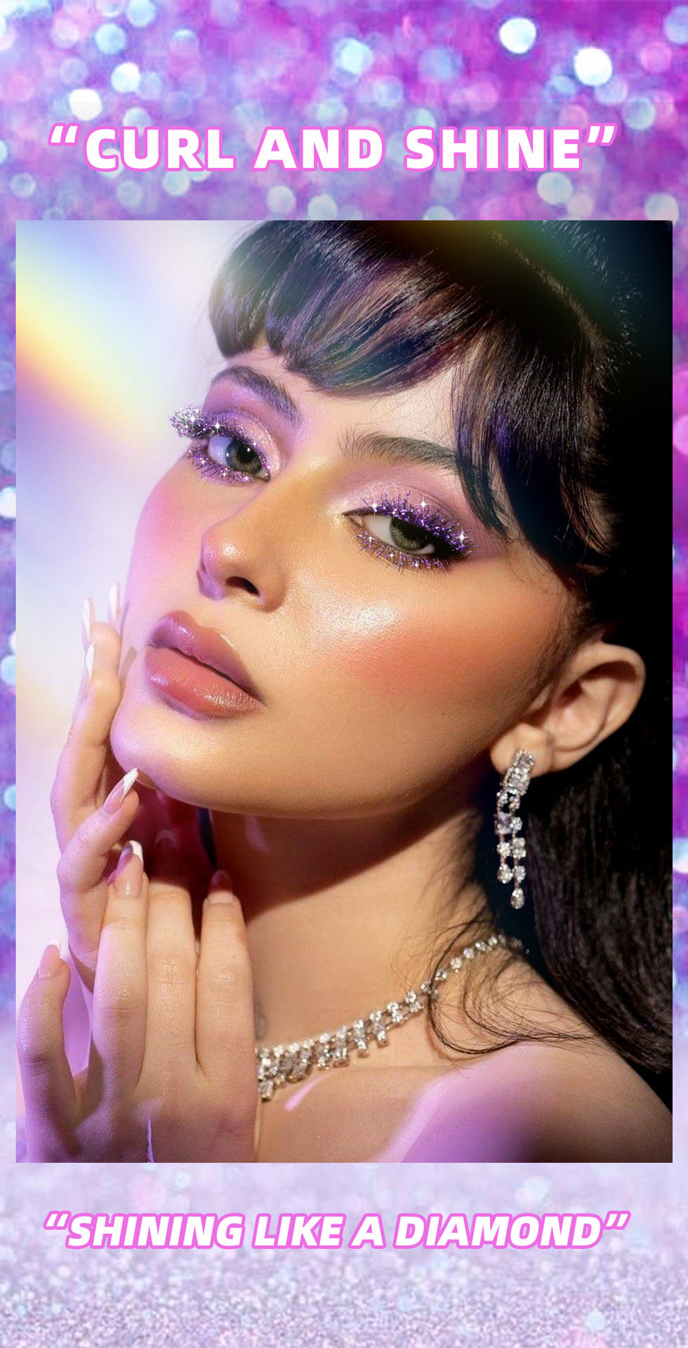 Waterproof Diamond Shine Volume Curl Mascara - Glitter Snow Effect, Smudge-Proof Eye Makeup for All Skin Types Women'S Cosmetics