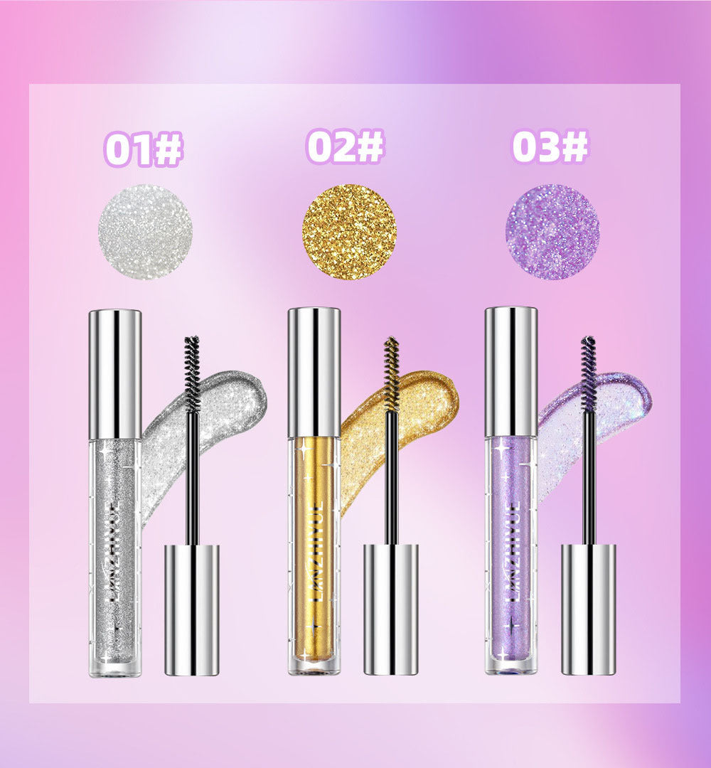 Waterproof Diamond Shine Volume Curl Mascara - Glitter Snow Effect, Smudge-Proof Eye Makeup for All Skin Types Women'S Cosmetics