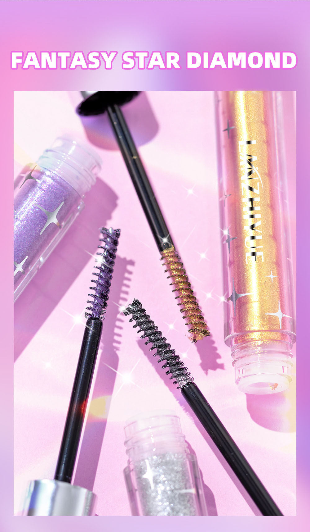 Waterproof Diamond Shine Volume Curl Mascara - Glitter Snow Effect, Smudge-Proof Eye Makeup for All Skin Types Women'S Cosmetics