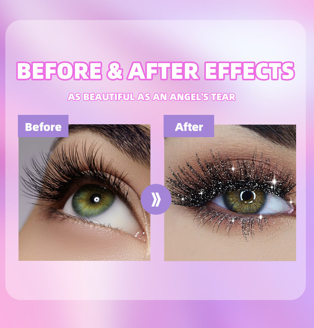 Waterproof Diamond Shine Volume Curl Mascara - Glitter Snow Effect, Smudge-Proof Eye Makeup for All Skin Types Women'S Cosmetics