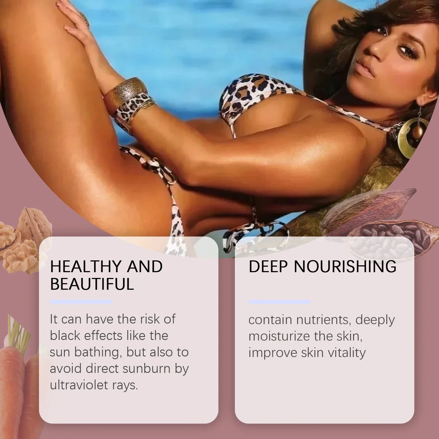 Body Tanning Gel Lasting Natural Bronzing Shiny Brown Skin Radiation Protect Nourishing Sunless Tanning Accelerator Cream 150G