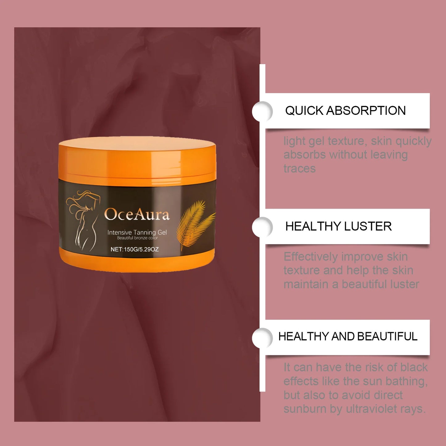 Body Tanning Gel Lasting Natural Bronzing Shiny Brown Skin Radiation Protect Nourishing Sunless Tanning Accelerator Cream 150G