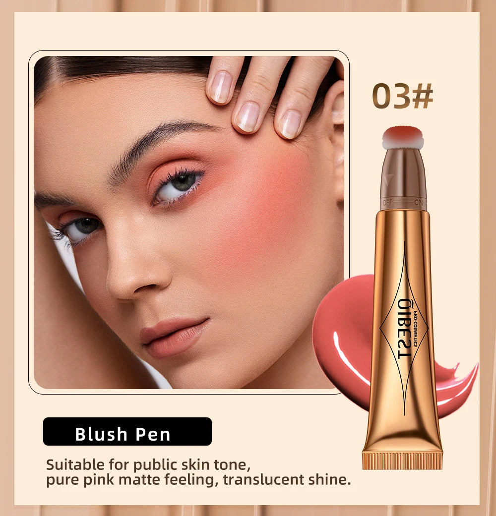 Liquid Contour with Cushion Applicator Highlight Shimmer Natural Soft Moisturizing Cream Liquid Blush for Cheek Cosmetics
