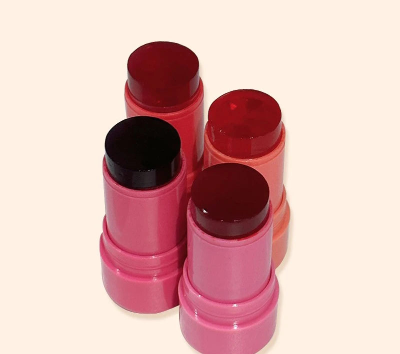 Strawberry Jelly Blush Stick Brighten Cheek Rouge Dual Use of Lips and Cheeks Blusher Waterproof Lasting Red Tint Cheek Color