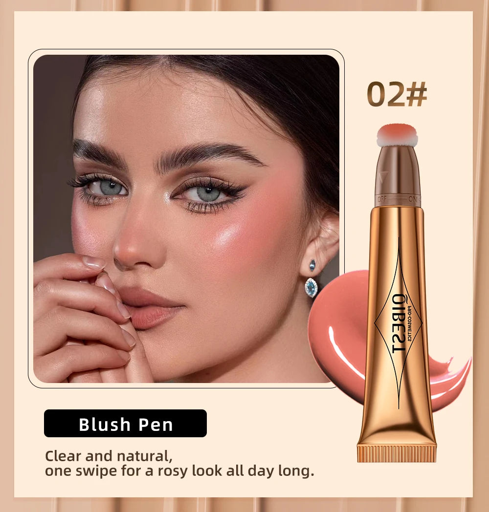 Liquid Contour with Cushion Applicator Highlight Shimmer Natural Soft Moisturizing Cream Liquid Blush for Cheek Cosmetics