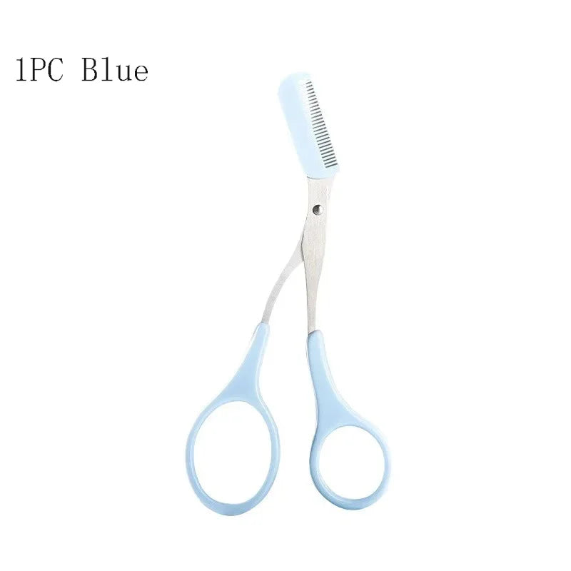 Stainless Steel Eyebrow Trimmer Scissors with Comb - Professional Makeup Tool for Eyebrow Shaping (1/2/3/4 Pieces)