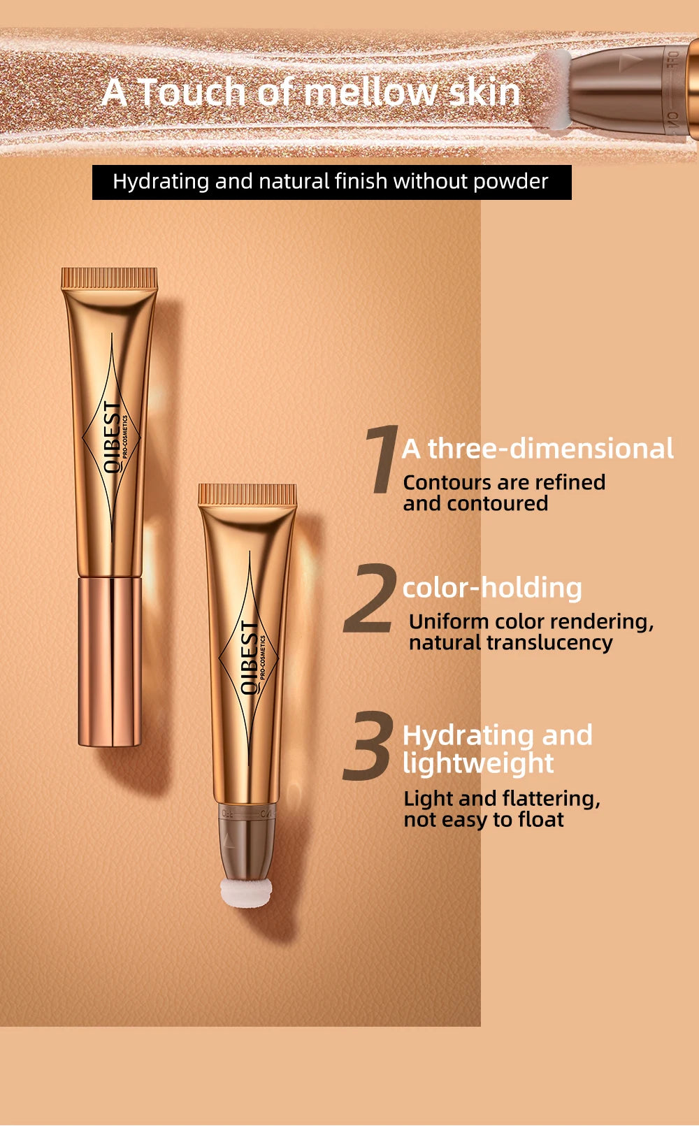 Liquid Contour with Cushion Applicator Highlight Shimmer Natural Soft Moisturizing Cream Liquid Blush for Cheek Cosmetics