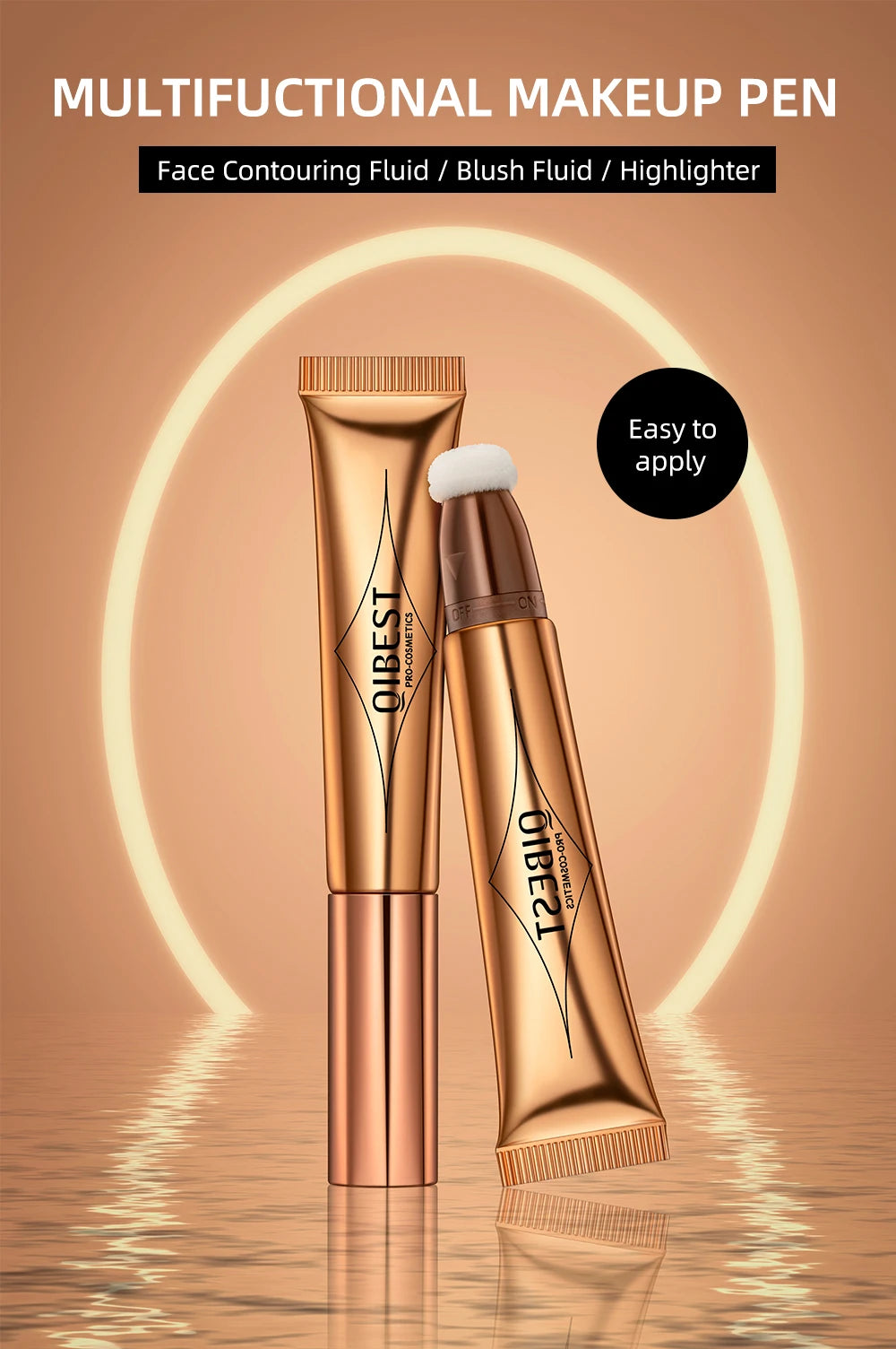 Liquid Contour with Cushion Applicator Highlight Shimmer Natural Soft Moisturizing Cream Liquid Blush for Cheek Cosmetics