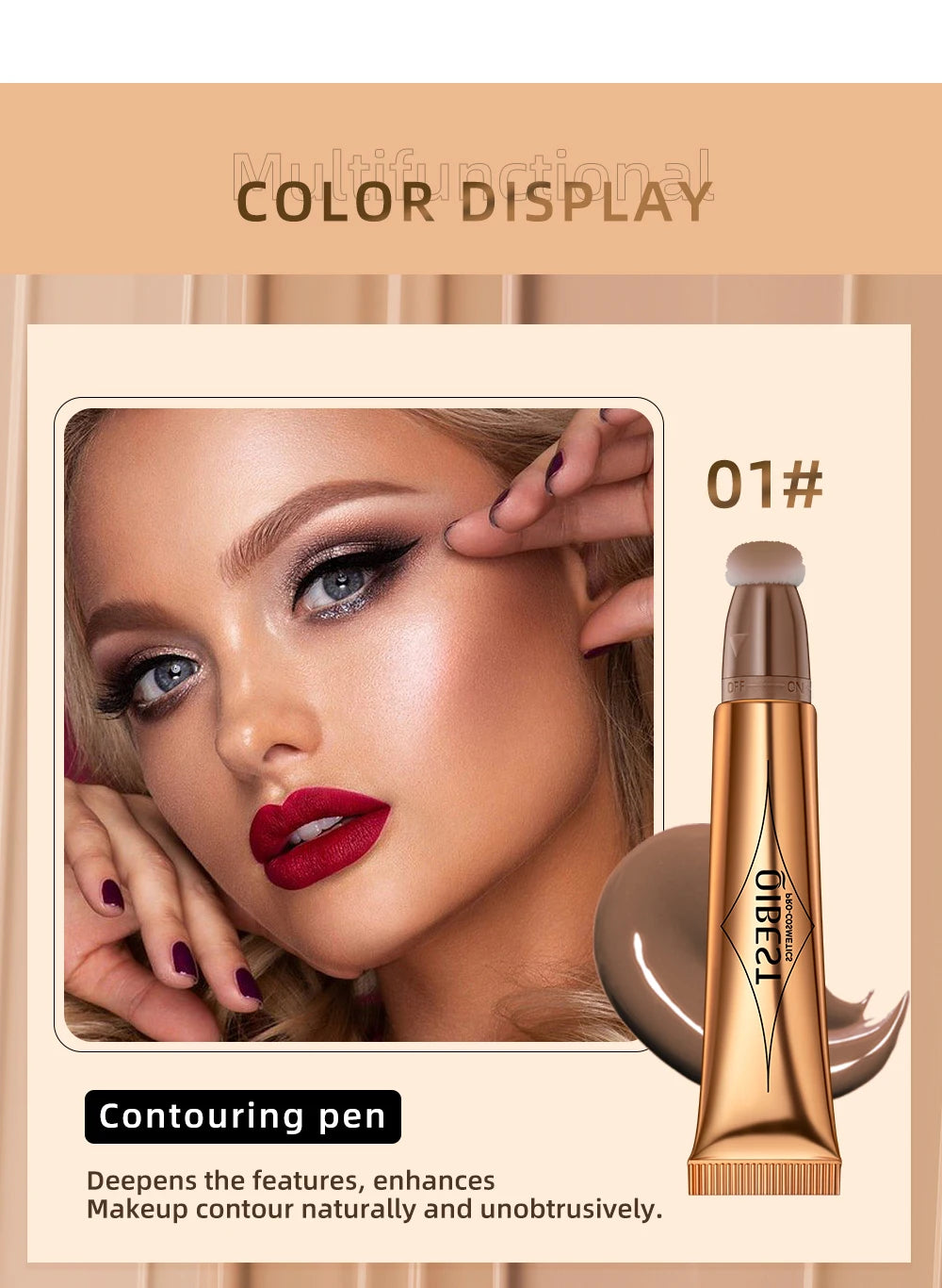 Liquid Contour with Cushion Applicator Highlight Shimmer Natural Soft Moisturizing Cream Liquid Blush for Cheek Cosmetics