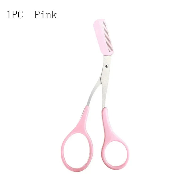 Stainless Steel Eyebrow Trimmer Scissors with Comb - Professional Makeup Tool for Eyebrow Shaping (1/2/3/4 Pieces)
