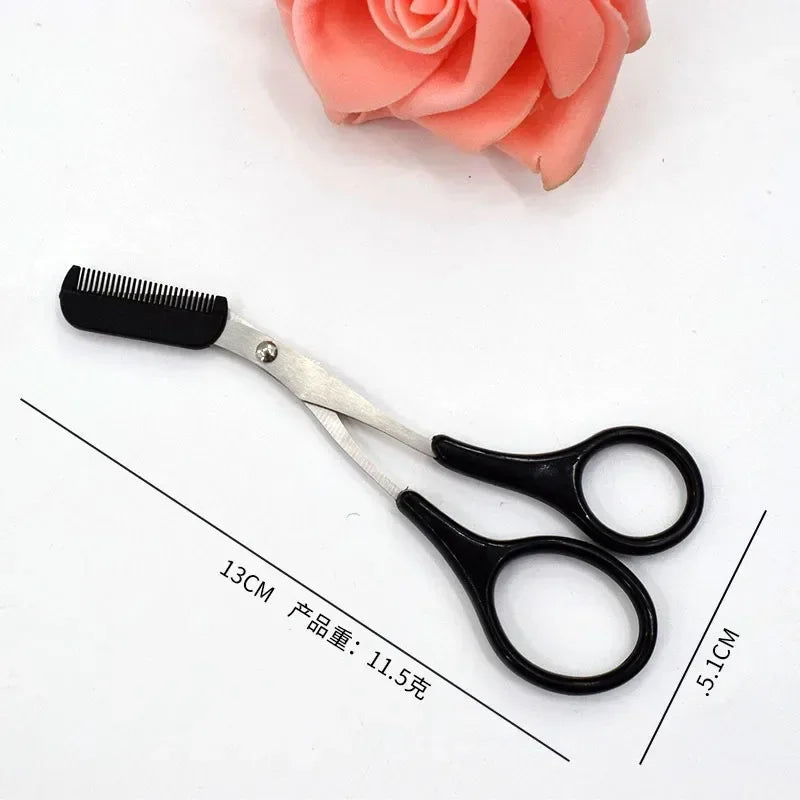 Stainless Steel Eyebrow Trimmer Scissors with Comb - Professional Makeup Tool for Eyebrow Shaping (1/2/3/4 Pieces)