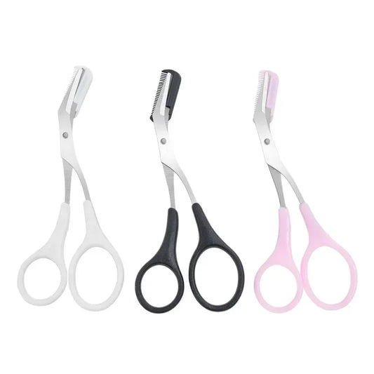 Stainless Steel Eyebrow Trimmer Scissors with Comb - Professional Makeup Tool for Eyebrow Shaping (1/2/3/4 Pieces)