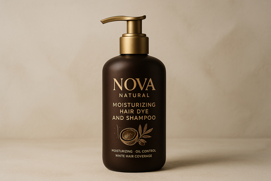 Nova Natural Moisturizing Hair Dye and Shampoo: 3-in-1 Fluffy Oil Control for Effective White Hair Coverage and Care